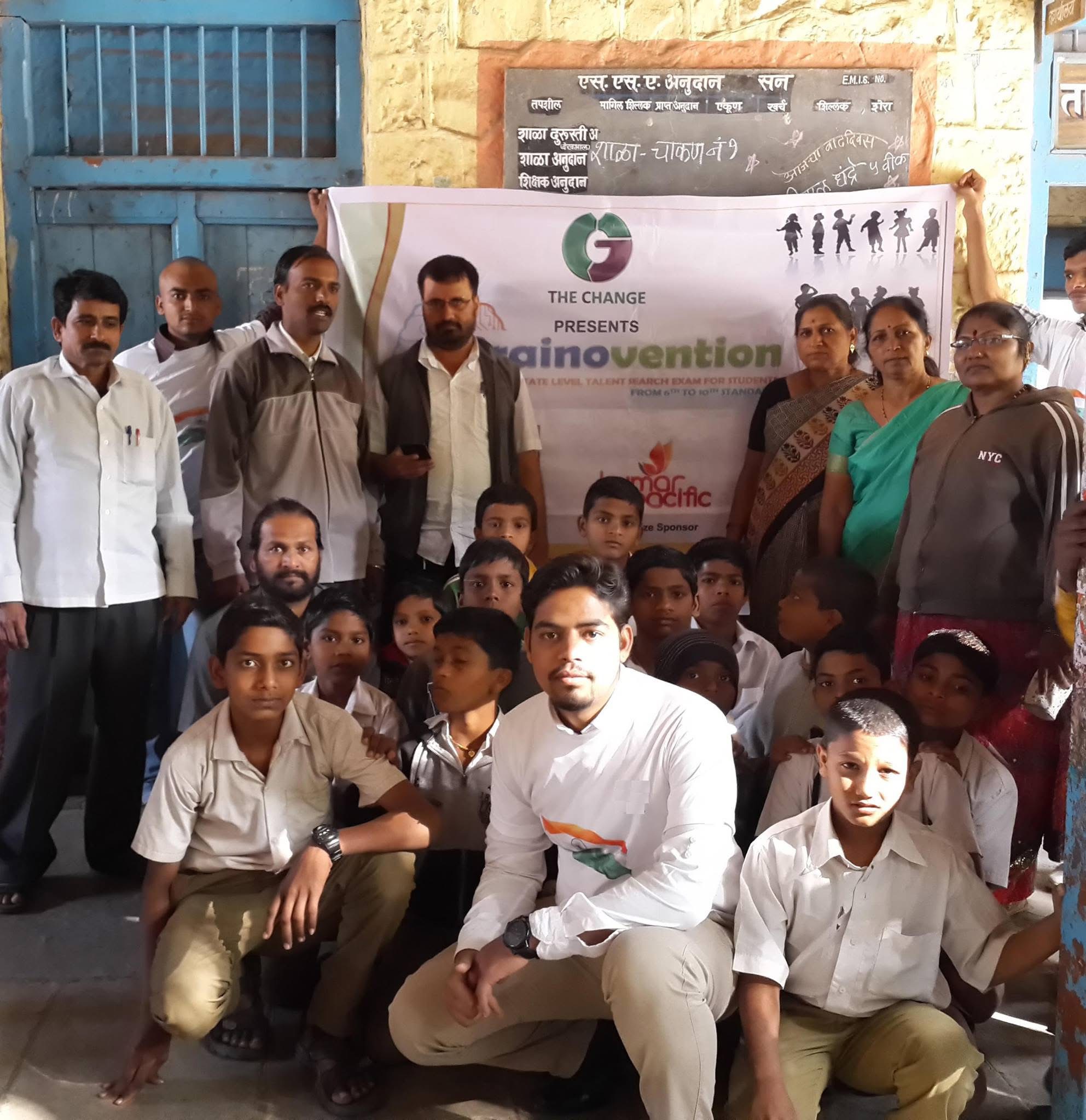 Sandip Wankhede with students and community members